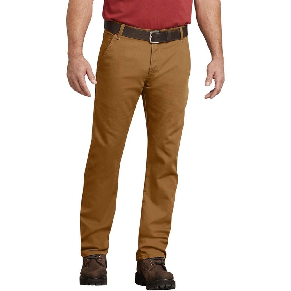 Dickies mens Tough Max Duck Carpenter Pants Stonewashed Brown Duck, 32W x 32L